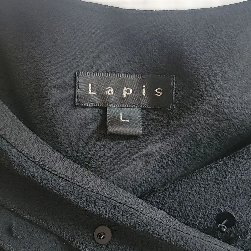 Lapis Silk Black Sleeveless Dress Womens Size L ( Runs Small )